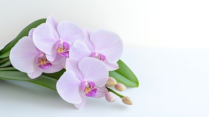 Elegant Pink Phalaenopsis Orchids with Buds and Green Leaves
