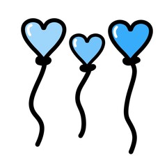 Illustration of a blue heart-shaped balloon. Valentine, party, birthday.