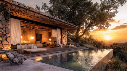 Obraz premium Luxury modern residence with outdoor pool