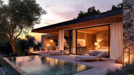 Fototapeta premium Luxury modern residence with outdoor pool