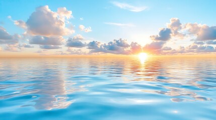 Obraz premium Serene Sunset Ocean Calm Water Clouds Sky