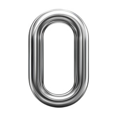 3D Metallic Digit Zero Icon in Sleek Chrome Design