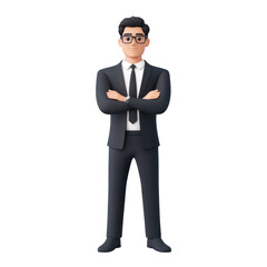 Obraz premium Professional man in suit with crossed arms, exuding confidence and authority