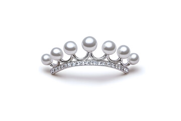 Bridal tiara with sparkling rhinestones , isolated on white background