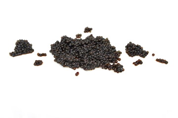 Black Caviar Isolated, Sturgeon, Sevruga, Beluga Caviare, Luxury Seafood, Expensive Gourmet Delicatessen, Black Caviar on White Background