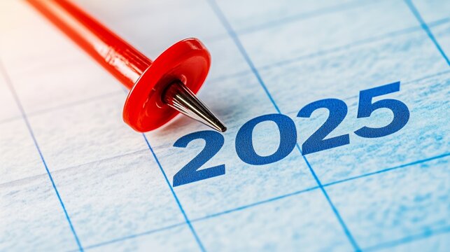 Happy new year 2025. Close up calendar concept.