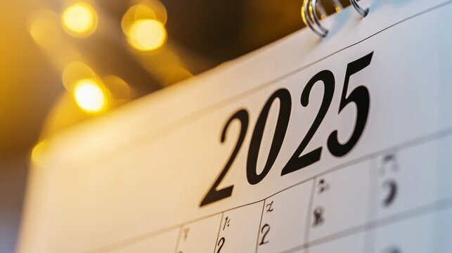 Happy new year 2025. Close up calendar concept.