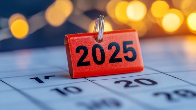 Happy new year 2025. Close up calendar concept.