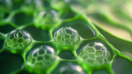 Close-up 3D render of stomata on a leaf surface, emphasizing their role in gas exchange.