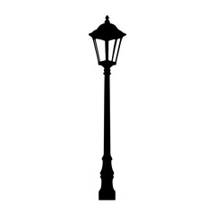 Black Street lamp silhouette vector illustration on white background.
