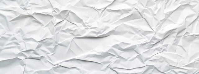 Fototapeta premium Crumpled white paper texture background ideal for design and print applications with abstract patterns and ample blank space for creativity
