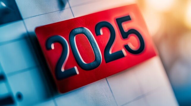 Happy new year 2025. Close up calendar concept.