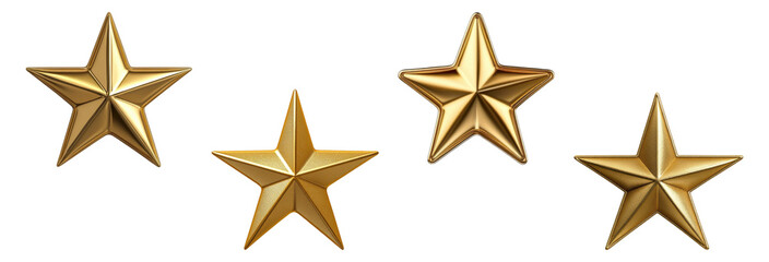 Obraz premium Set of gold stars, isolated on transparent background