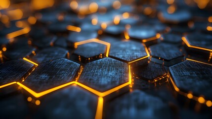 Fototapeta premium Abstract background pattern of hexagons glowing futuristic digital energy magical bright