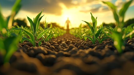 3D render of plants growing in a dry environment, showcasing adaptation and resilience.