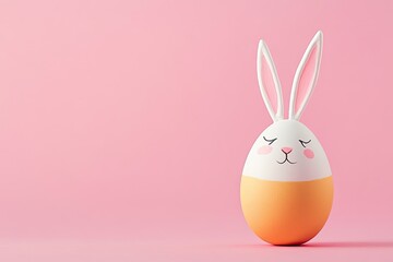 Fototapeta premium Cute bunny-shaped egg decoration with pastel colors on soft pink