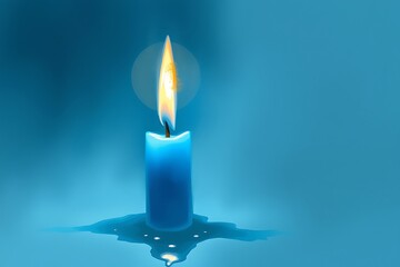 Blue Candle Light Isolated with blue and black background.