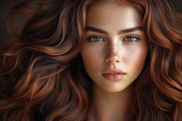 Naklejka premium woman with muted mocha brown toned hair