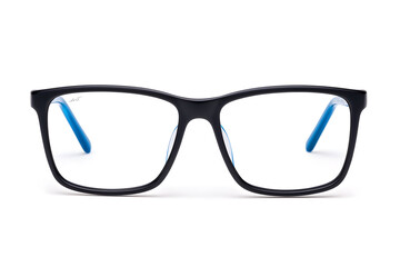 Classic, black-rimmed eyeglasses mock up isolated on white background