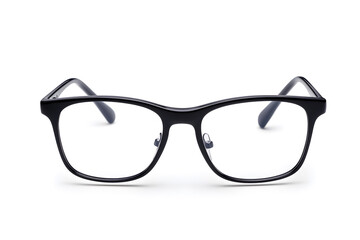 Classic, black-rimmed eyeglasses mock up isolated on white background