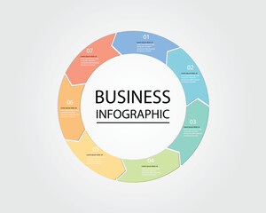 Business Infographic modern design template for banners and infographics for 7 circle arrow step