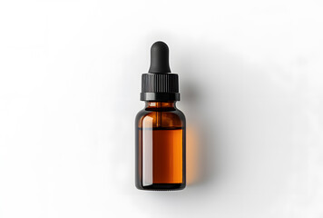 Dropper bottle with black cap mock up isolated on white background