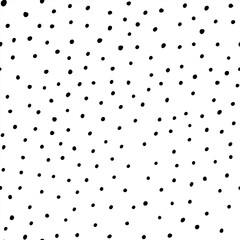 Dash pattern on white background. Wrapping paper with hand drawn small black dots. Seamless simple minimal ornament. Abstract geometric grunge texture painted. Vector illustration