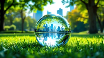 Modern global actual enviroment renewable energy city and nature wealthy ecology