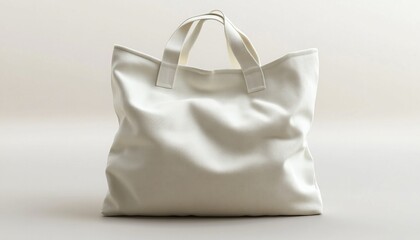 White tote bag on neutral background, simple studio shot