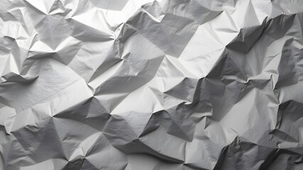Abstract Monochrome Silver Crumpled Paper Texture, Artistic Background for Design Projects