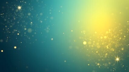 Fototapeta premium Stunning Teal and Yellow Gradient Background, Sparkling Starry Digital Art