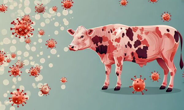 cow with a viruses illustration
