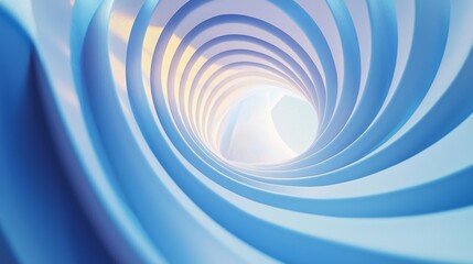 Obraz premium blue spiral, abstract composition of curved lines, three-dimensional sense to create an elegant atmosphere, blue white gradient background, bright and soft lighting to create a modern and technologica