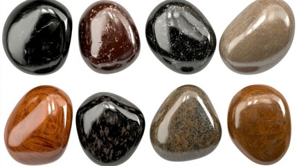 A collection of polished stones in various colors and textures, showcasing natural beauty.