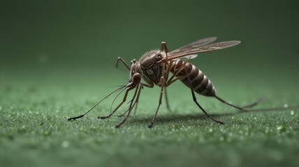 Fototapeta premium Close-up of a mosquito on a green surface. (1)