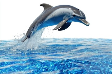 Obraz premium A dolphin leaps above the water's surface, showcasing its agility and grace.
