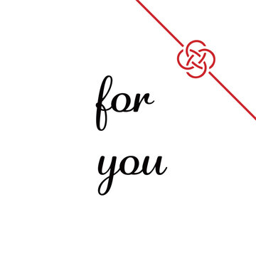"For you" message card or tag design with Mizuhiki knot charm "Canola flower". Japanese style.