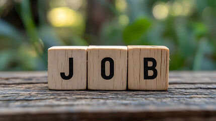 job word on wooden cubes, letters on wooden cubes