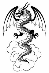 Fototapeta premium Mythical Dragon Outline - Printable A4 Vector Coloring Sheet for Children