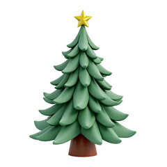 Obraz premium A green Christmas tree with a yellow star on top