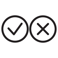 Cross check mark icons. Yes or no isolated on white background. Vector illustration