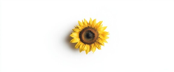 Obraz premium A single vibrant sunflower against a white background, symbolizing beauty and nature.