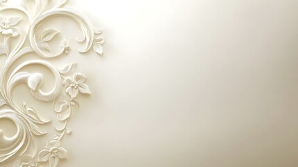 Elegant White Floral Wall Design with Swirls