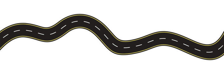 Winding curves road isolated on transparent background. winding road from top view. vector illustration.