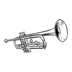 trumpet musical instrument hand drawn line art illustration © Garage graphic.std