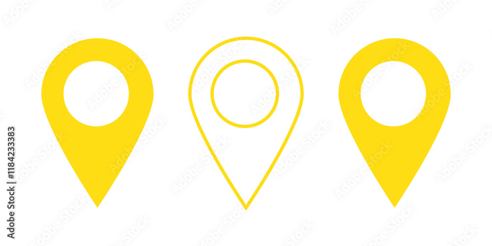 Poster location map pin icons set. modern map marker collection. pinpoint. location pin icon. map pin place