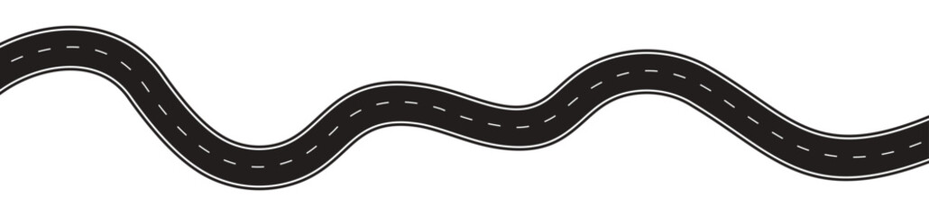 Winding curves road isolated on transparent background. winding road from top view. vector illustration.