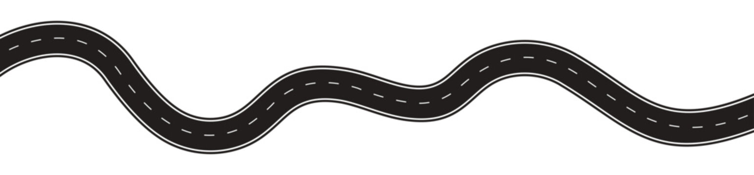 Winding curves road isolated on transparent background. winding road from top view. vector illustration.
