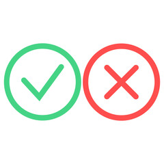 Cross check mark icons. Yes or no in colour. Vector illustration