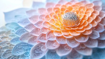 Glowing pastel mandala on white background with space for branding